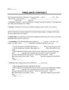 Freelance Administrative Assistance Work Contract Template Word Example