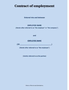 Printable Ad Hoc Employment Contract Template Excel