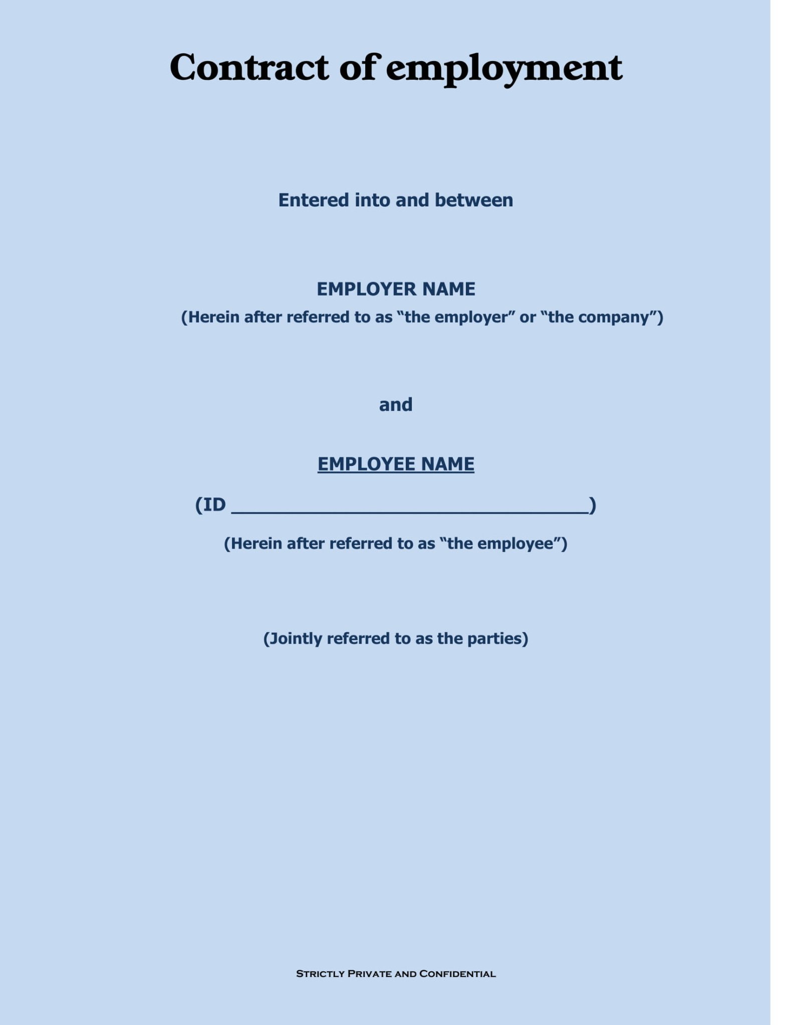 Printable Ad Hoc Employment Contract Template Excel