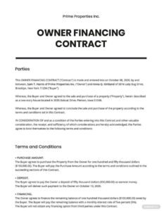Printable Home Sale By Owner Contract Template Excel