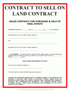 Printable Land For Sale By Owner Contract Template