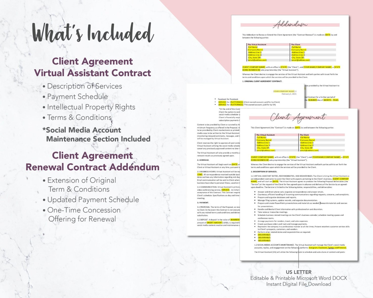 Printable Sales Assistant Contract Template Doc Sample