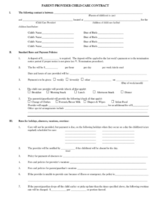 Professional Adult Child Living At Home Contract Template Word Sample