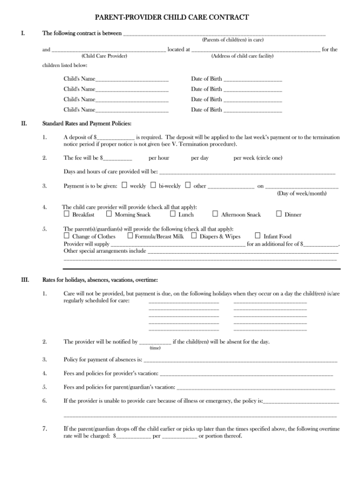 Professional Adult Child Living At Home Contract Template Word Sample