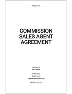 Professional Commission Based Sales Contract Template Pdf Example