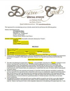 Professional Corporate Event Planning Contract Template Excel