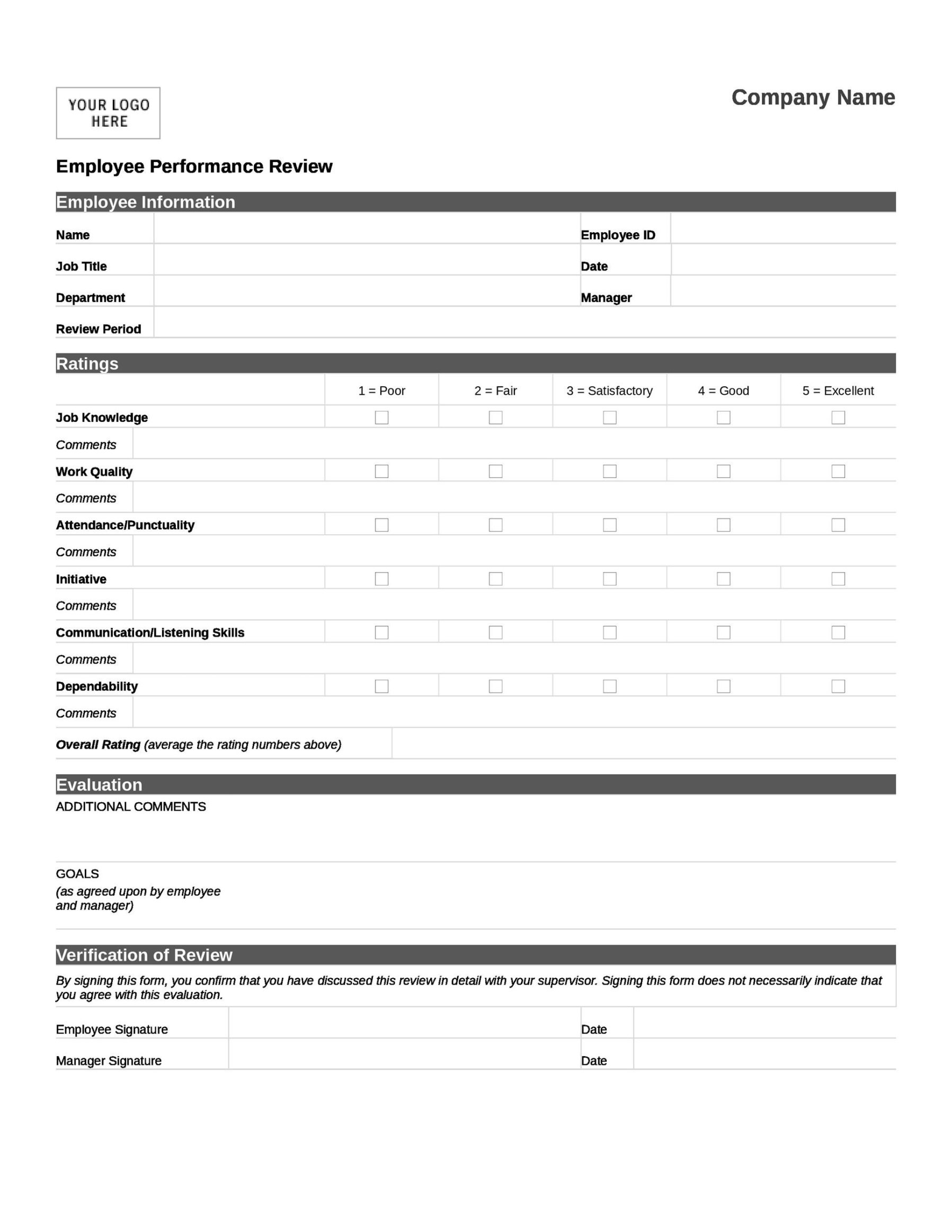 Costum 60 Day Employee Performance Review Template Pdf Sample