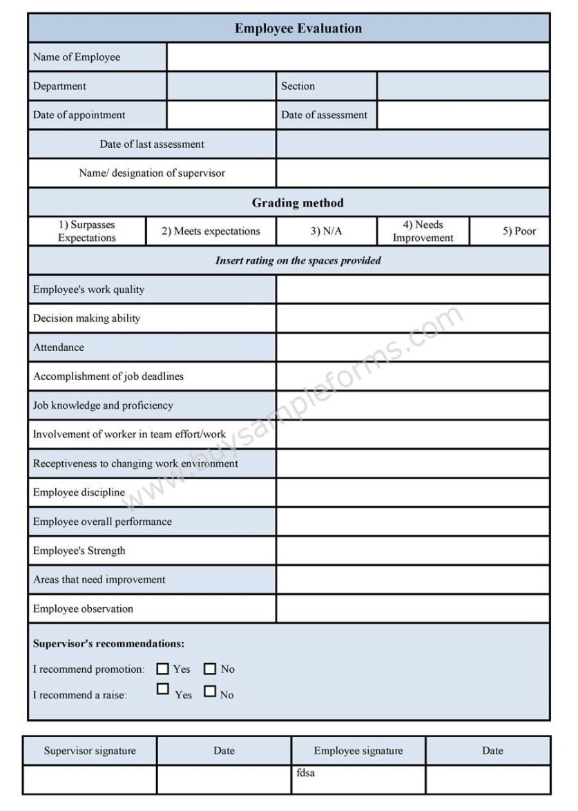 Costum It Employee Performance Review Template Word Example