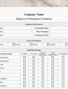 Costum Monthly Employee Performance Review Template Word