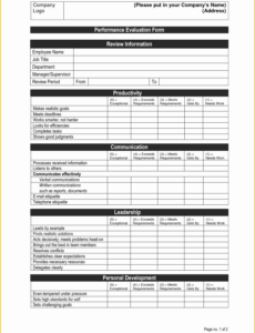 Costum Self Evaluation Performance Review Template Pdf Example