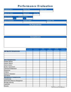 Costum Warehouse Employee Performance Review Template Word Sample