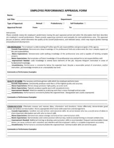 Free Annual Employee Performance Review Template Excel