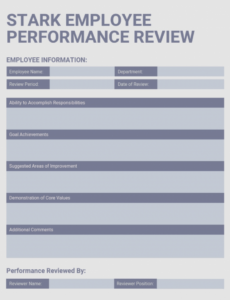 Monthly Employee Performance Review Template Excel Sample