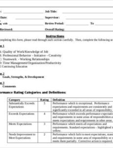 Performance Review Template For Administrative Assistant Excel