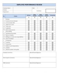 Printable 6 Month Performance Review Template Doc Sample