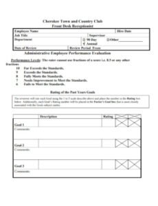 Printable Medical Receptionist Performance Review Template Excel