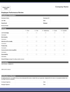 Printable Medical Receptionist Performance Review Template Excel Example