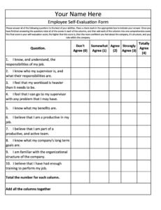 Printable Performance Review Employee Evaluation Template Excel Example