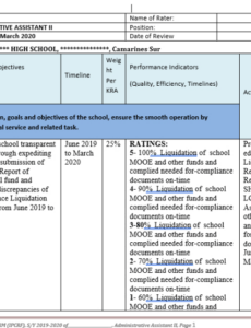 Printable Performance Review Template For Administrative Assistant Doc Example