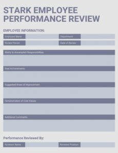 Printable Sales Employee Performance Review Template Pdf