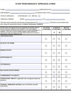 Printable Sales Staff Performance Review Template Word