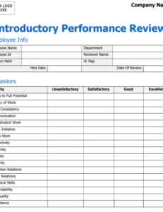 Printable Sales Team Performance Review Template Excel Example