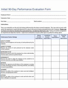 Probationary Period Performance Review Template  Sample