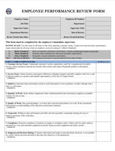 Professional Annual Employee Performance Review Template Word