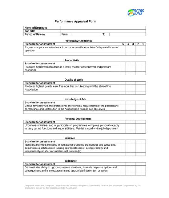 Professional Medical Office Performance Review Template Pdf