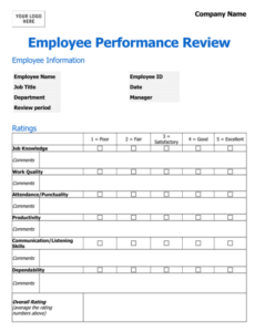 Small Business Performance Review Template Doc