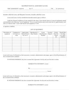 Best Equipment Rental Agreement Contract Template Excel Sample