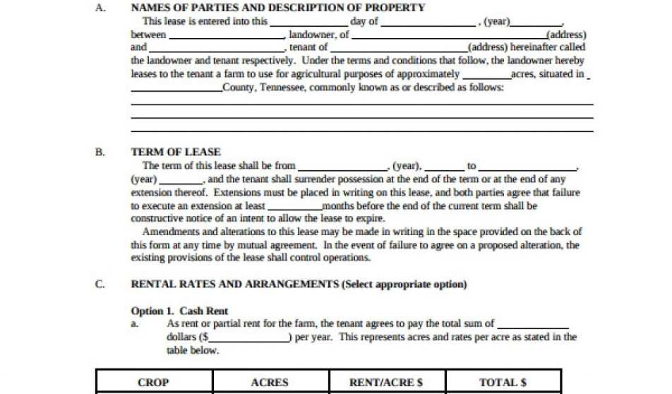 Best Farm Land Rent Contract Template Word Example