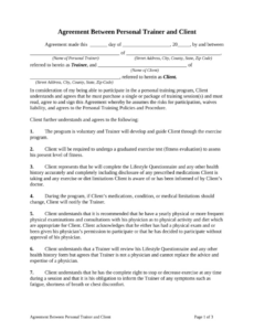 Best Personal Trainer Contract Agreement Template Word