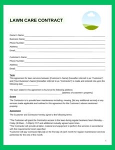 Best Simple Lawn Care Contract Template Word Sample