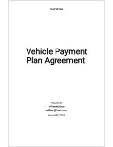 Car Payment Agreement Contract Template Doc