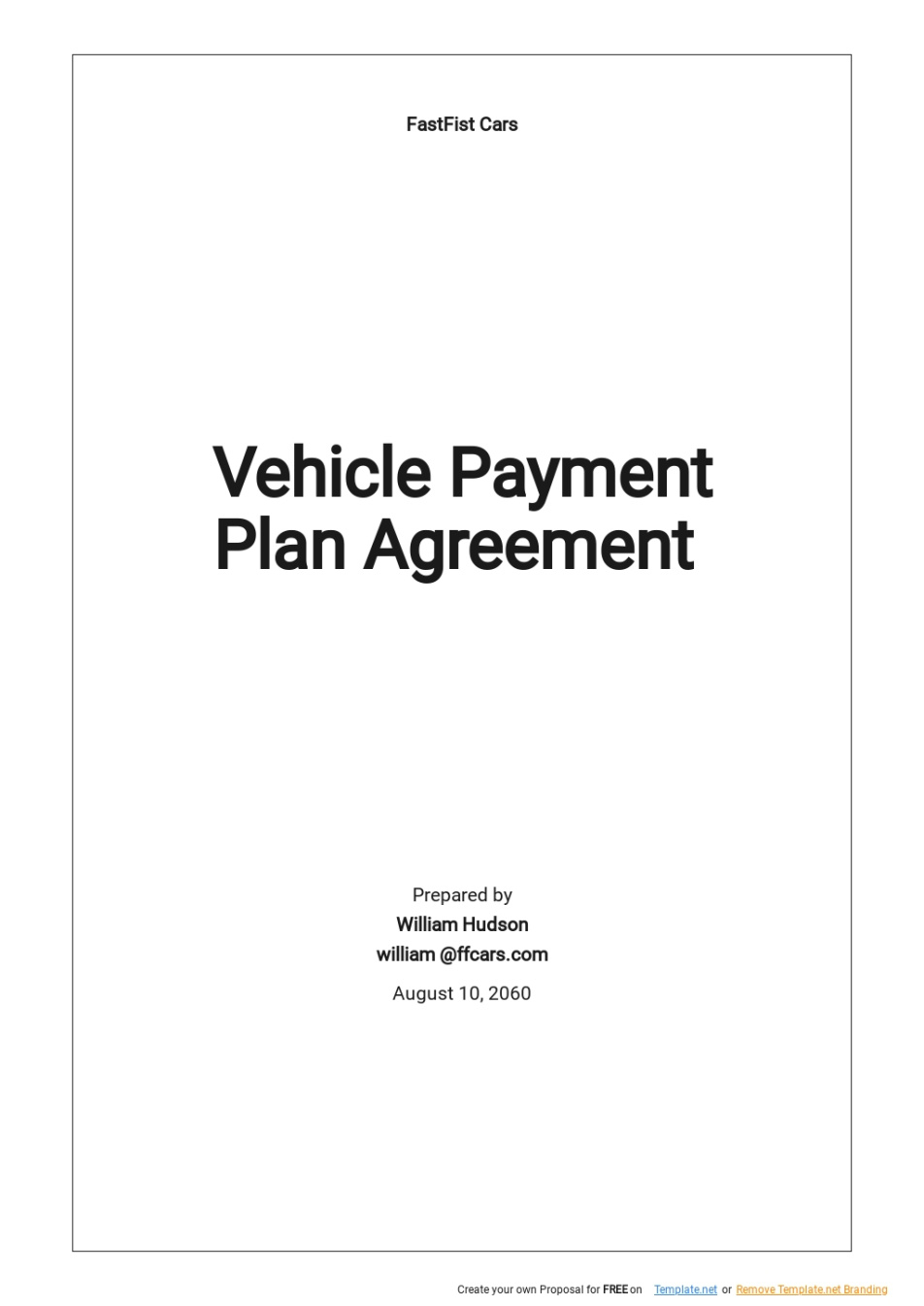 Car Payment Agreement Contract Template Doc