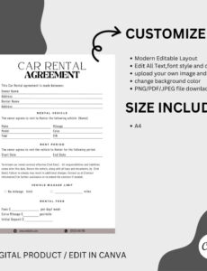 Car Rental Agreement Contract Template Pdf Sample