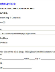 Car Rental Agreement Contract Template  Sample