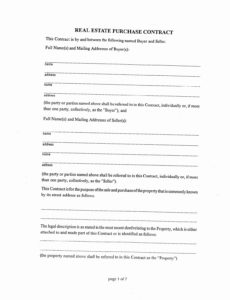 Contract For Purchase Of Real Estate Template Doc Example