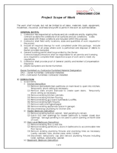 Contract Scope Of Work Template Pdf Sample