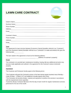 Costum Basic Lawn Care Contract Template  Sample