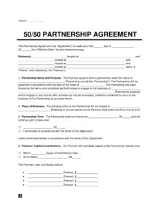 Costum Business Partnership Agreement Contract Template Word Sample