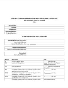 Costum Contracts For General Contractors Template Excel Sample