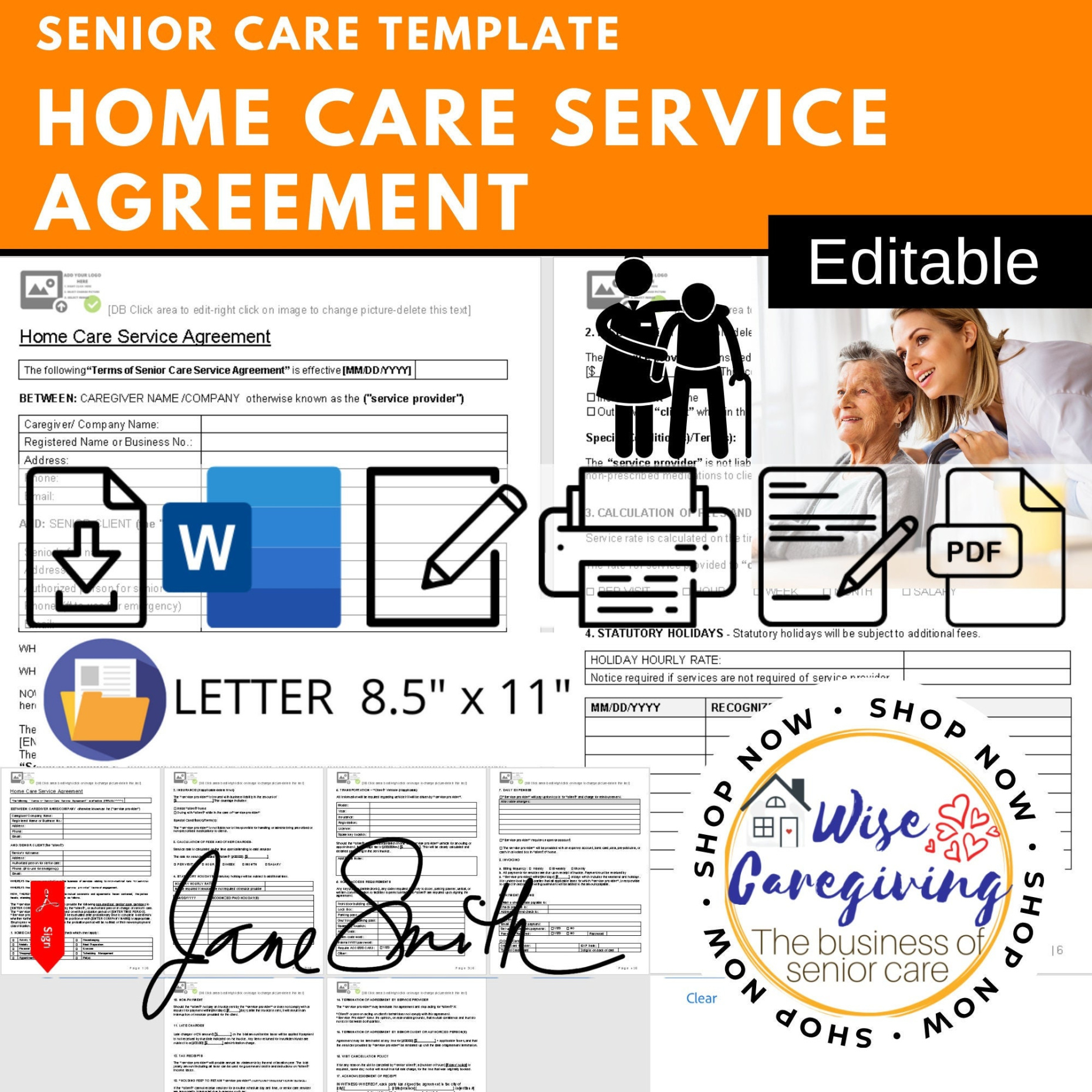 Costum Home Health Care Contract Template  Sample