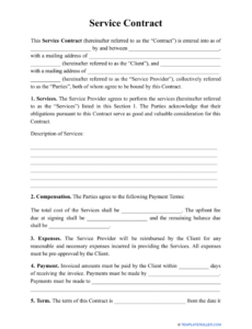 Costum It Service Contract Agreement Template Word