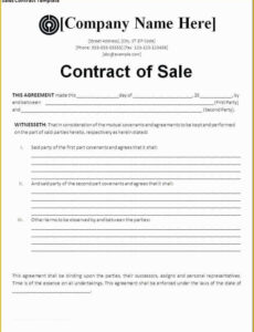 Costum Purchase And Sale Contract Template Excel Sample