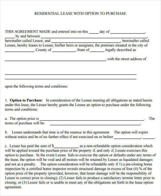 Costum Rent To Own House Contract Template Excel