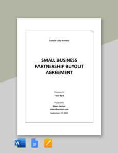 Costum Small Business Partnership Contract Template Word Sample