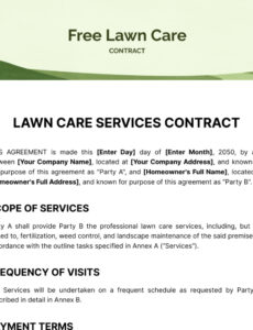 Editable Basic Lawn Care Contract Template Word Example