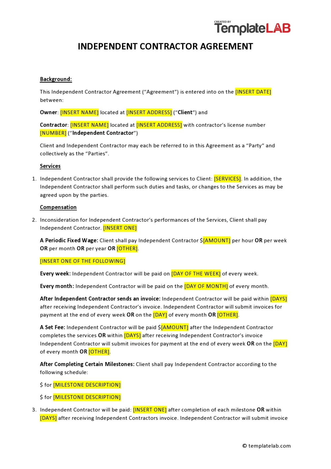 Editable Contracts For General Contractors Template Doc